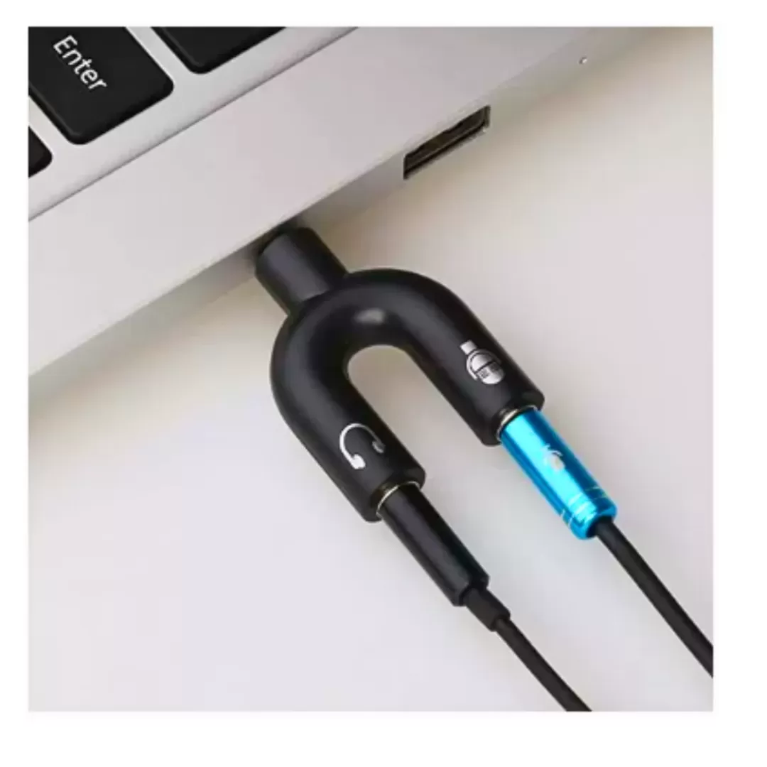 Adaptador Jack 3.5mm Macho a 2 Hembra Audífono y Micrófono